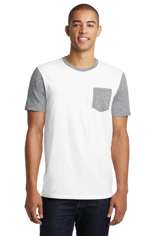 DISCONTINUED  District ®  Young Mens Very Important Tee ®  with Contrast Sleeves and Pocket. DT6000SP