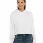 Women's Laguna Sueded Raw Edge Crop Hoodie Sweatshirt