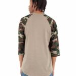 Unisex Three-Quarter Sleeve Camo Raglan T-Shirt
