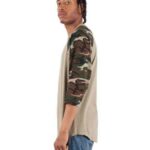 Unisex Three-Quarter Sleeve Camo Raglan T-Shirt