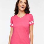 Women's Football V-Neck Fine Jersey Tee