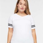 Women's Football V-Neck Fine Jersey Tee