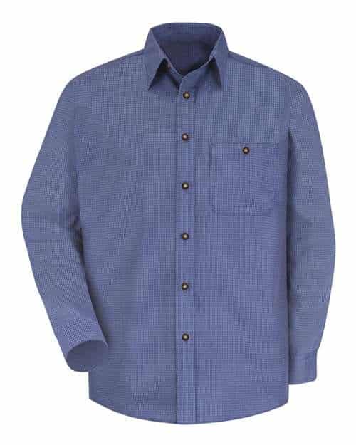Men's Mini-Plaid Uniform Long Sleeve Shirt