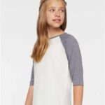 Youth Baseball Fine Jersey Three-Quarter Sleeve Tee