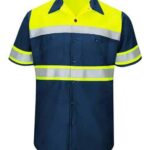 Men's Hi-Visibility Colorblock Ripstop Short Sleeve Work Shirt