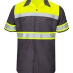 Men's Tall Hi-Visibility Colorblock Ripstop Short Sleeve Work Shirt