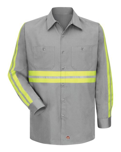 Men's Tall Enhanced Visibility Long Sleeve Cotton Work Shirt
