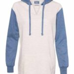 Women’s French Terry Hooded Pullover with Colorblocked Sleeves