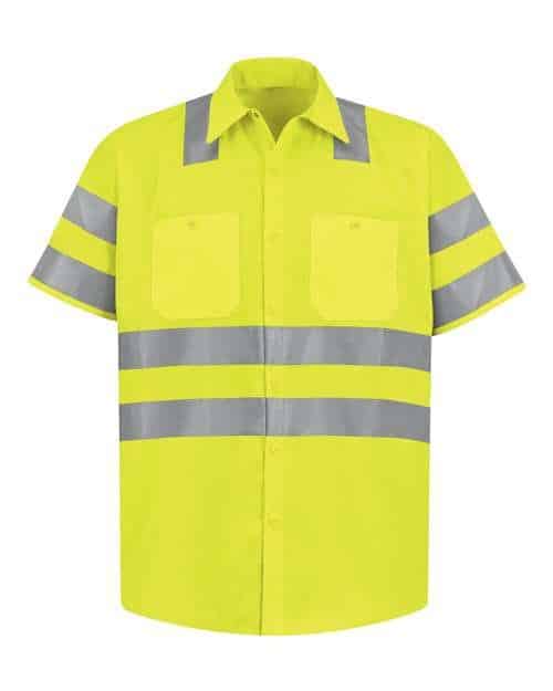 Men's High Visibility Safety Short Sleeve Work Shirt