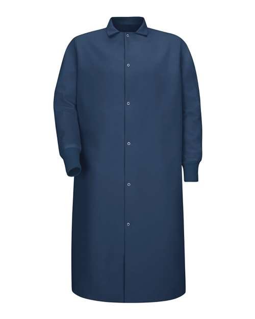 Unisex Gripper-Front Pocketless Butcher Coat With Knit Cuffs