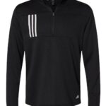 Men's 3-Stripes Double-Knit Quarter-Zip Pullover