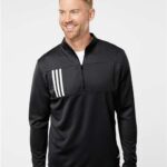Men's 3-Stripes Double-Knit Quarter-Zip Pullover