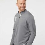 Men's 3-Stripes Double-Knit Quarter-Zip Pullover