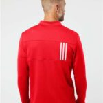 Men's 3-Stripes Double-Knit Quarter-Zip Pullover