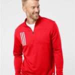 Men's 3-Stripes Double-Knit Quarter-Zip Pullover