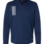 Men's 3-Stripes Double-Knit Quarter-Zip Pullover