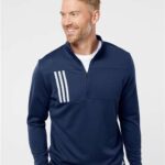 Men's 3-Stripes Double-Knit Quarter-Zip Pullover