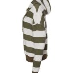 Women's Striped Fleece Boxy Hooded Sweatshirt