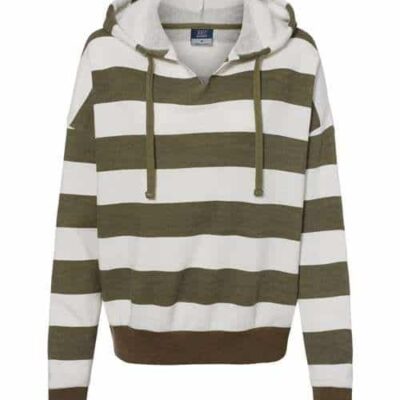 Women's Striped Fleece Boxy Hooded Sweatshirt