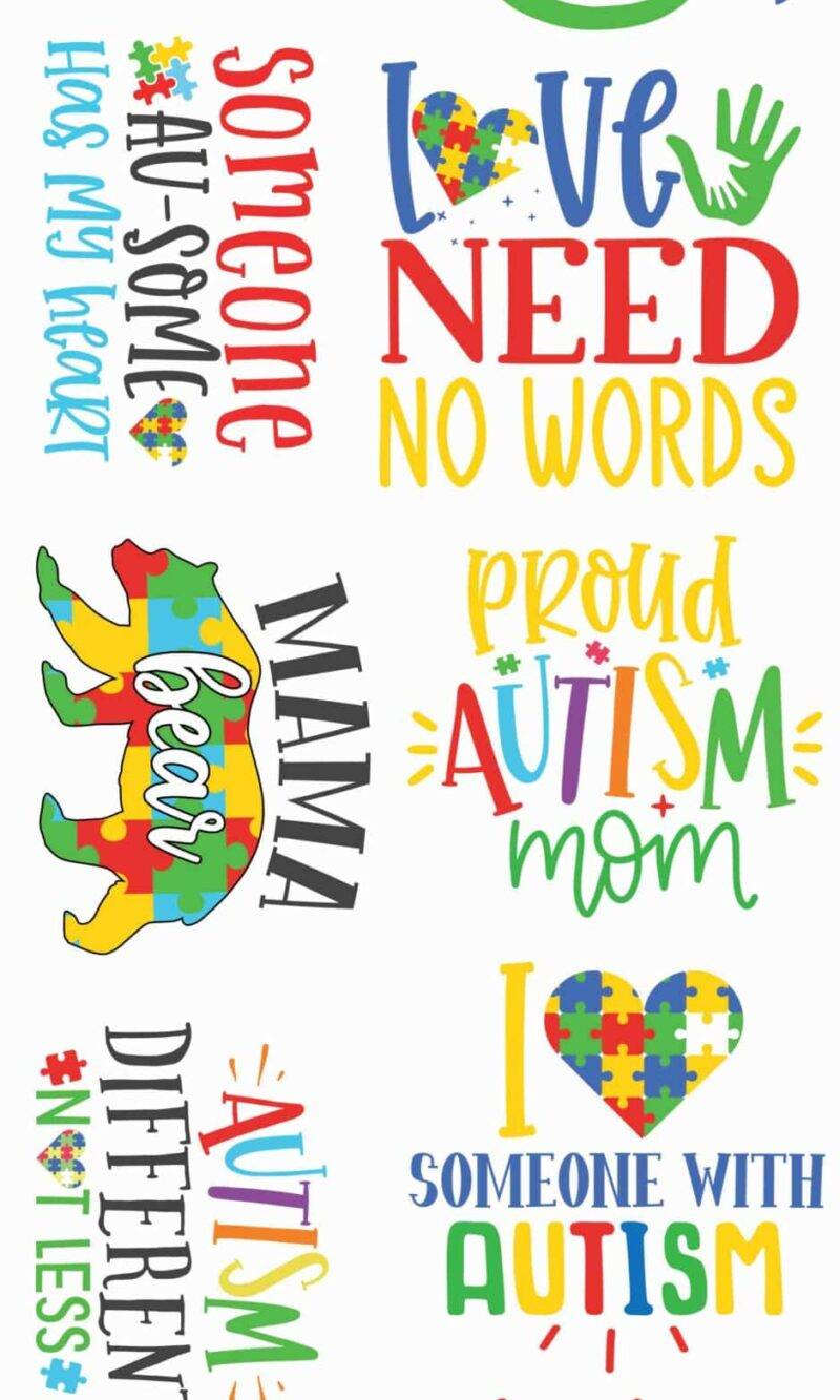 Autism Awareness DTF Gang Sheet – 10 Powerful Adult-Size Designs That Inspire Inclusion