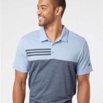 Men's Heathered Colorblocked 3-Stripes Polo